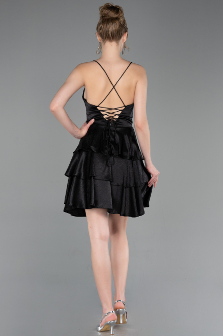 Robe de Cérémonie Courte Satin Noir ABK2624
