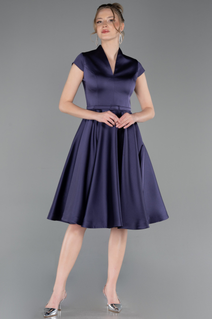 Robe de Cérémonie Midi Satin Violet ABK2626