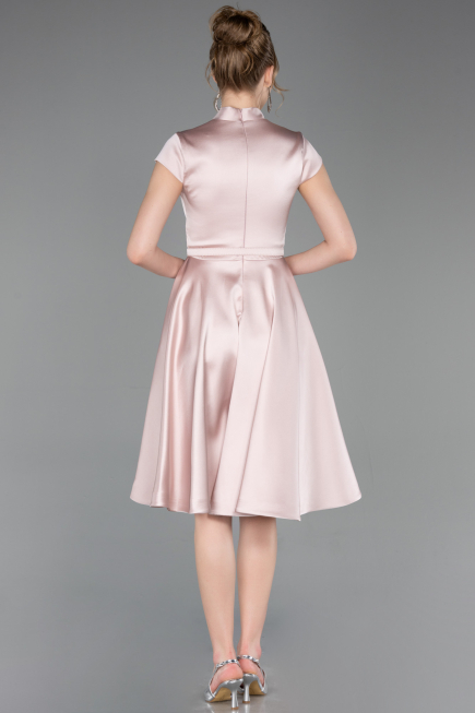 Robe de Cérémonie Midi Satin Poudre ABK2626