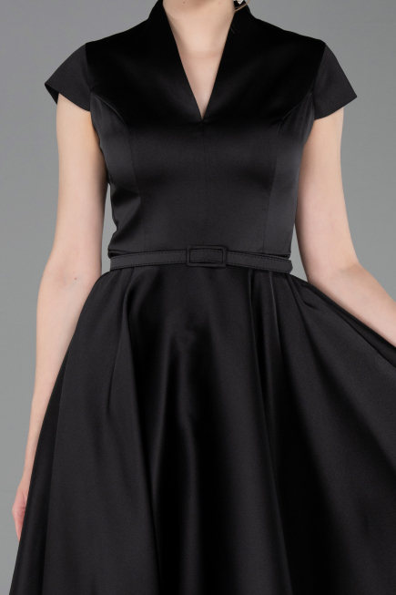 Robe de Cérémonie Midi Satin Noir ABK2626