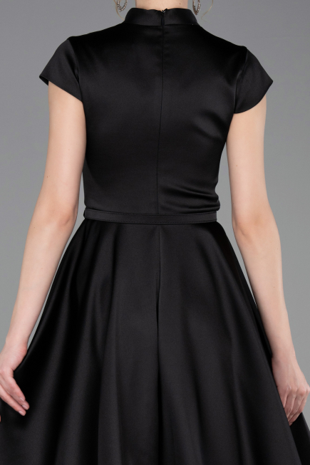 Robe de Cérémonie Midi Satin Noir ABK2626