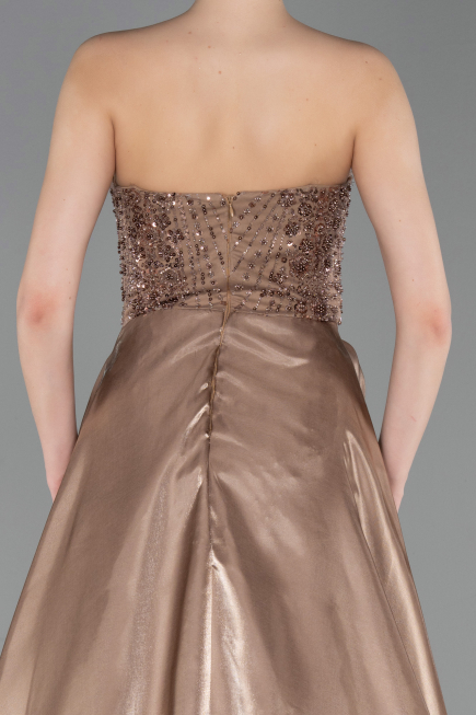 Robe de Soirée Longue Perlé Cappuccino ABU6125