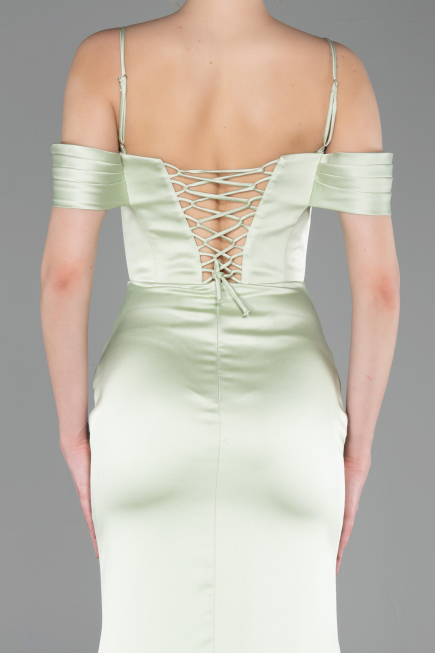 Robe de Soirée Longue Satin Menthe ABU6158