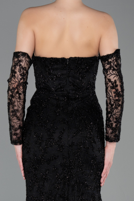 Robe de Soirée Longue Lacé Noir ABU6159