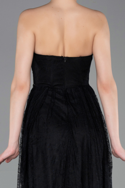 Robe de Soirée Longue Dantelle Noir ABU6160
