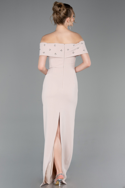 Robe de Soirée Longue Beige ABU6161