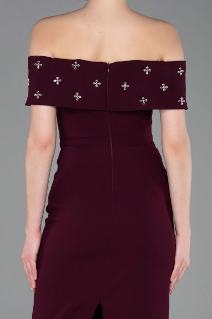 Robe de Soirée Longue Violet Foncé ABU6161
