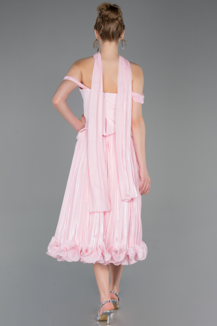 Robe de Cérémonie Midi Mousseline Poudre ABK2619