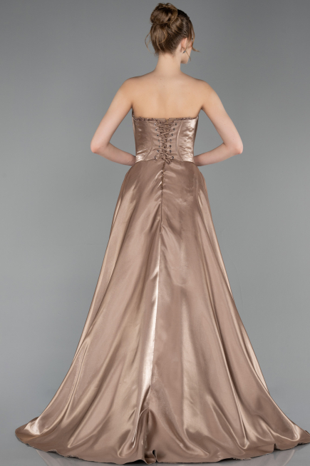 Robe de Soirée Longue Perlé Cappuccino ABU6125