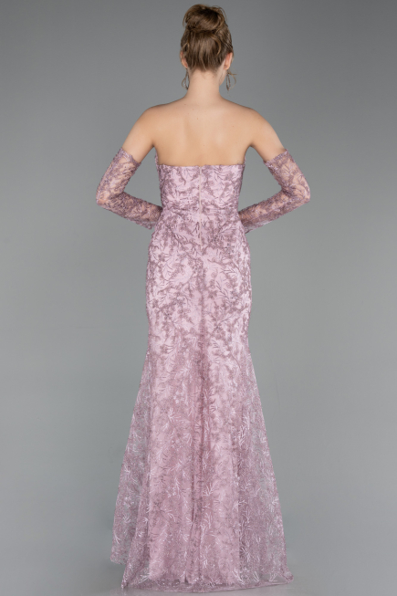 Robe de Soirée Longue Lacé Poudre ABU6159
