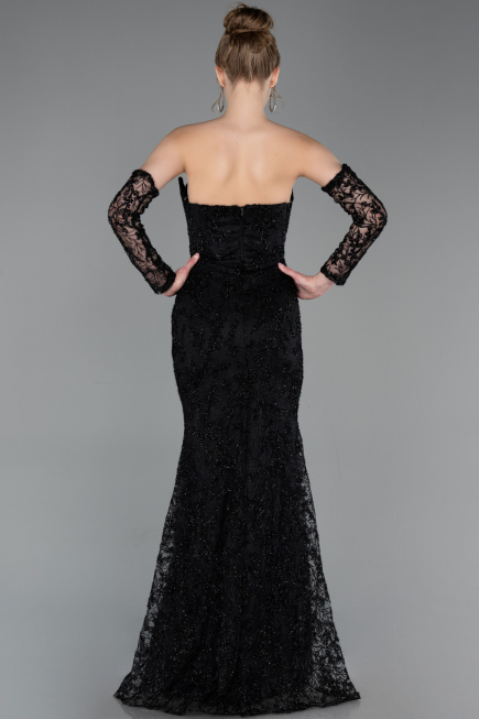 Robe de Soirée Longue Lacé Noir ABU6159