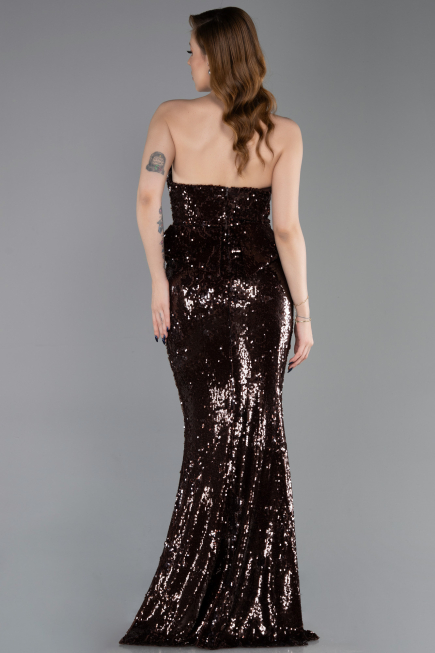Robe Queue de Poisson Longue Brun ABU5721