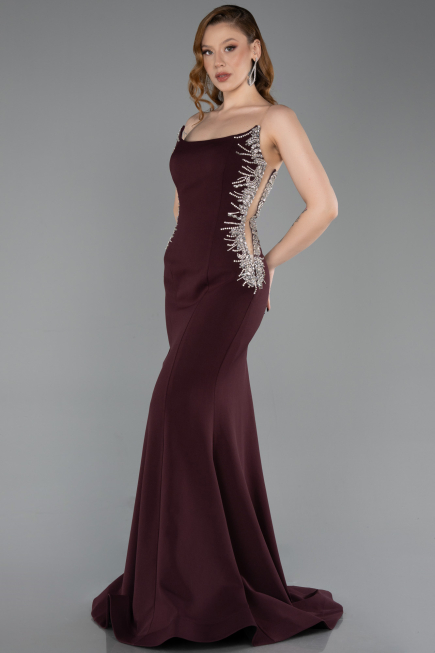 Robe Queue de Poisson Longue Couleur Cerise ABU6168