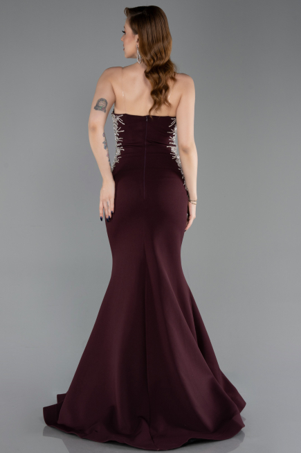 Robe Queue de Poisson Longue Couleur Cerise ABU6168