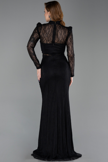 Tenue de Soirée Longue Dantelle Noir ABU6169