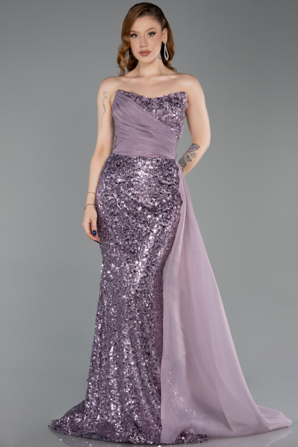 Robe de Soirée Longue Squameuse Lavande ABU6173