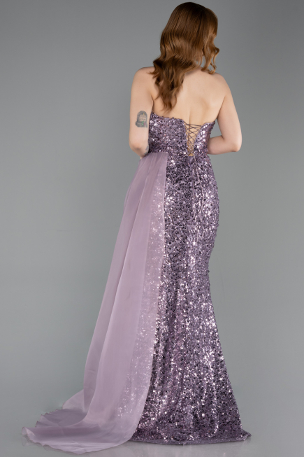 Robe de Soirée Longue Squameuse Lavande ABU6173