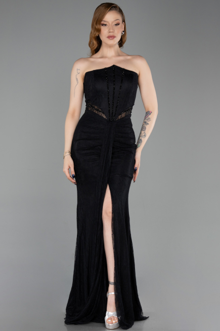 Tenue de Soirée Longue Dantelle Noir ABU6169