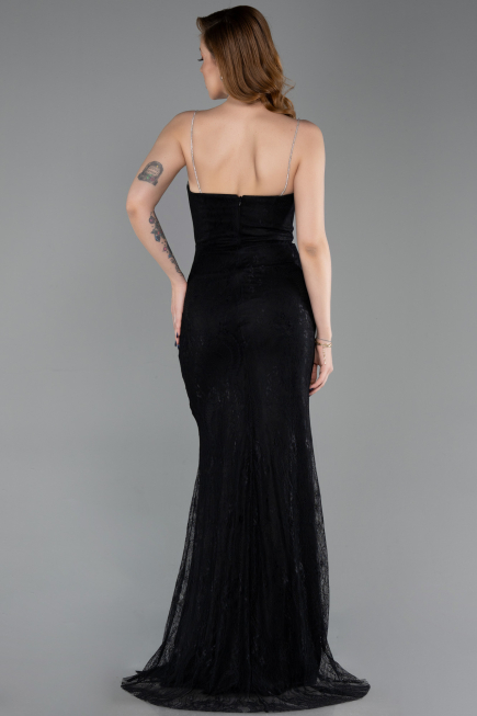 Robe de Soirée Longue Dantelle Noir ABU6172