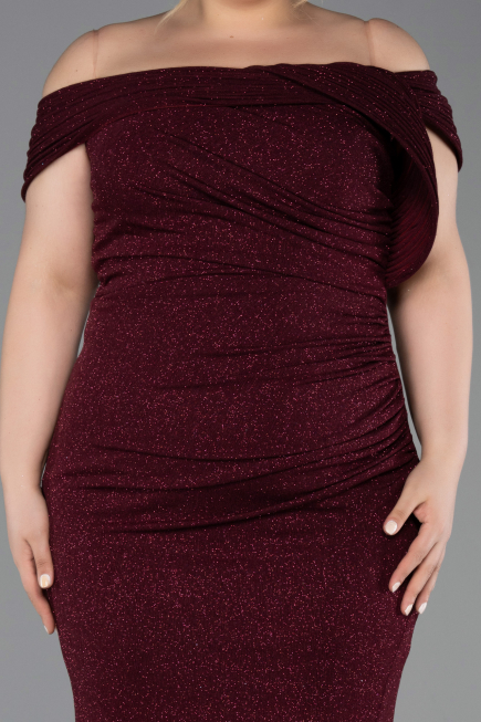 Robe De Soirée Grande Taille Longue Rouge Bordeaux ABU5714