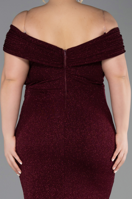 Robe De Soirée Grande Taille Longue Rouge Bordeaux ABU5714