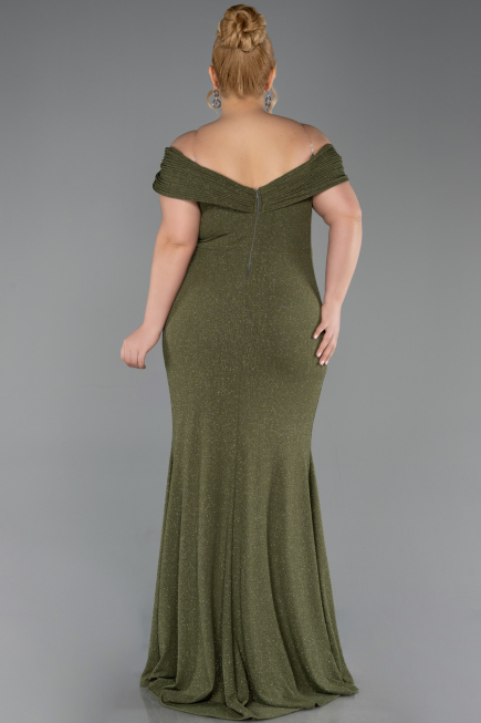 Robe De Soirée Grande Taille Longue Kaki ABU5714