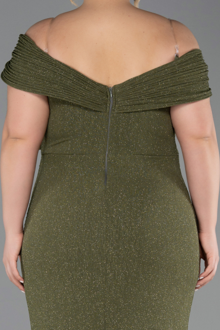 Robe De Soirée Grande Taille Longue Kaki ABU5714