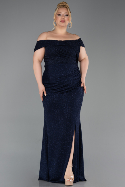 Robe De Soirée Grande Taille Longue Bleu Marine ABU5714