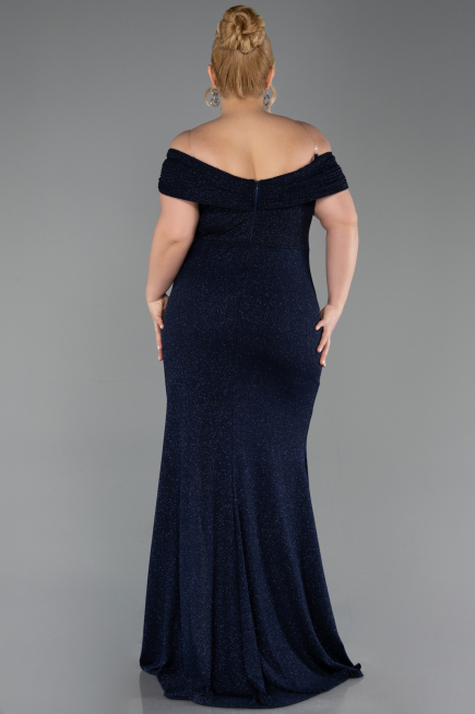 Robe De Soirée Grande Taille Longue Bleu Marine ABU5714