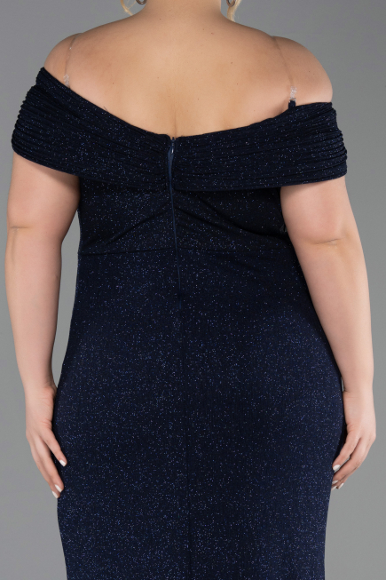 Robe De Soirée Grande Taille Longue Bleu Marine ABU5714