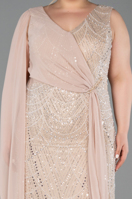 Robe De Soirée Grande Taille Longue Perlé Or ABU6133