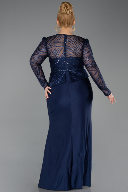 Robe de Soirée Grande Taille Longue Bleu Marine ABU6183