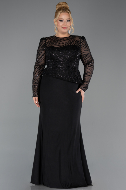 Robe de Soirée Grande Taille Longue Noir ABU6183