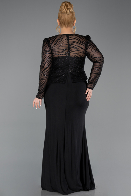 Robe de Soirée Grande Taille Longue Noir ABU6183