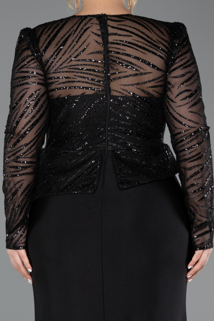 Robe de Soirée Grande Taille Longue Noir ABU6183
