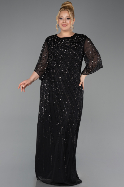 Robe Grande Taille Longue Noir ABU6122