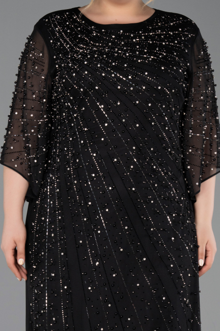 Robe Grande Taille Longue Noir ABU6122