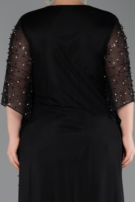 Robe Grande Taille Longue Noir ABU6122