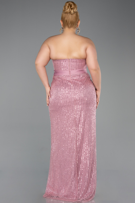 Robe de Soirée Grande Taille Longue Perlé Poudre ABU5989