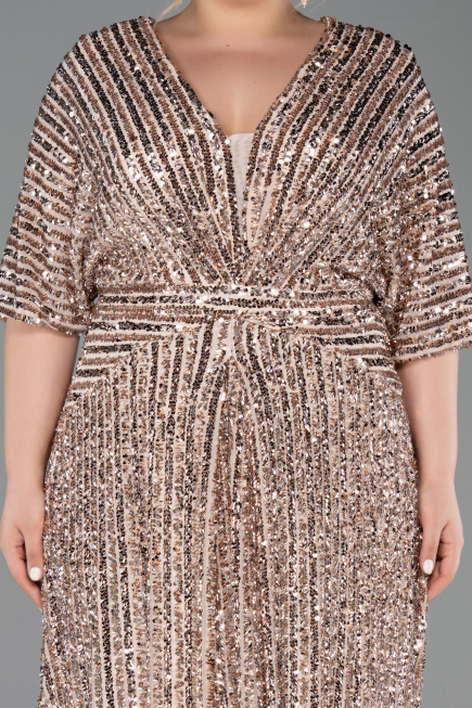 Robe De Soirée Grande Taille Squameuse Longue Or ABU5846