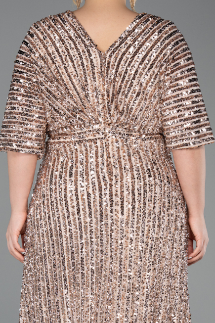 Robe De Soirée Grande Taille Squameuse Longue Or ABU5846