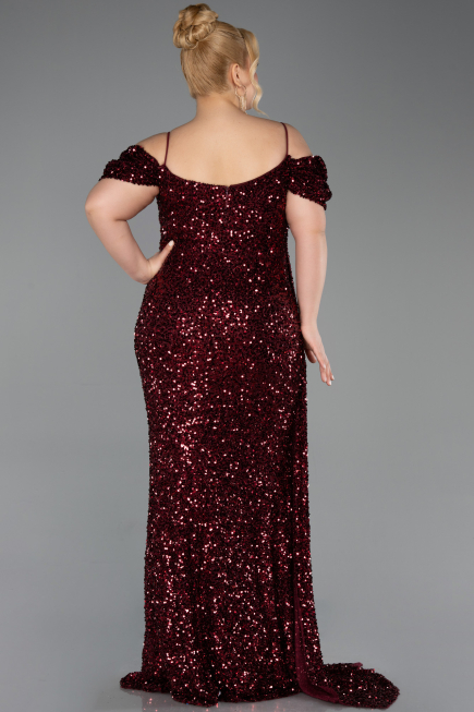 Robe De Soirée Grande Taille Longue Rouge Bordeaux ABU5232