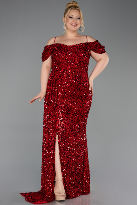 Robe De Soirée Grande Taille Longue Rouge ABU5232