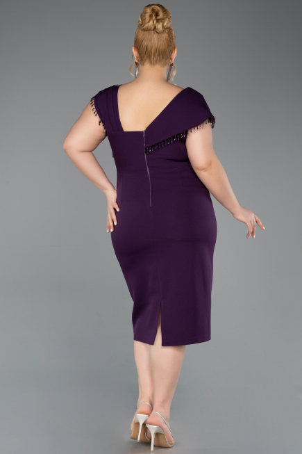 Robe De Invitation Grande Taille Midi Violet ABK2632