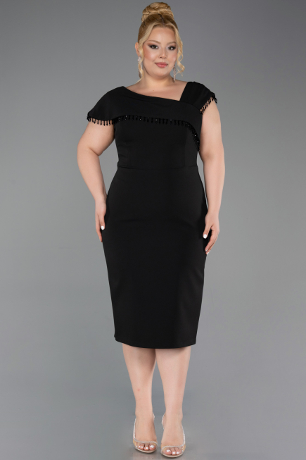Robe De Invitation Grande Taille Midi Noir ABK2632