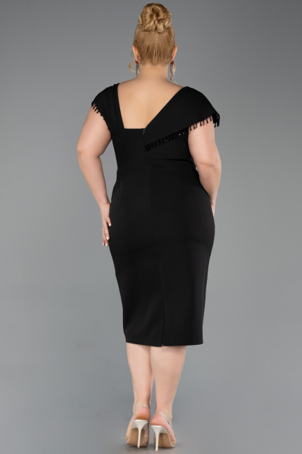 Robe De Invitation Grande Taille Midi Noir ABK2632