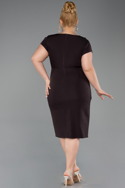 Robe De Invitation Grande Taille Midi Brun ABK2614