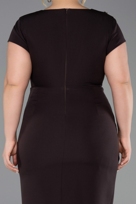 Robe De Invitation Grande Taille Midi Brun ABK2614