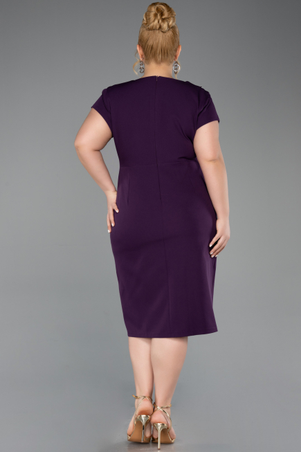 Robe De Invitation Grande Taille Midi Violet Foncé ABK2614