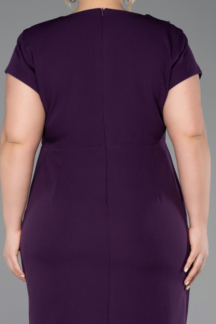 Robe De Invitation Grande Taille Midi Violet Foncé ABK2614